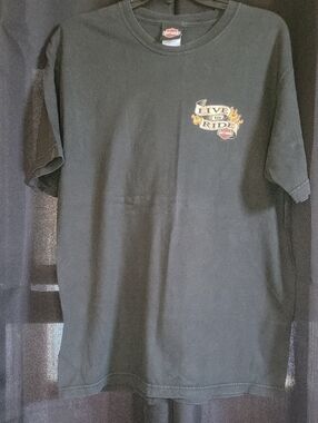 Harley-Davidson Black Tee with Yellow & Orange Flame Chest Logo